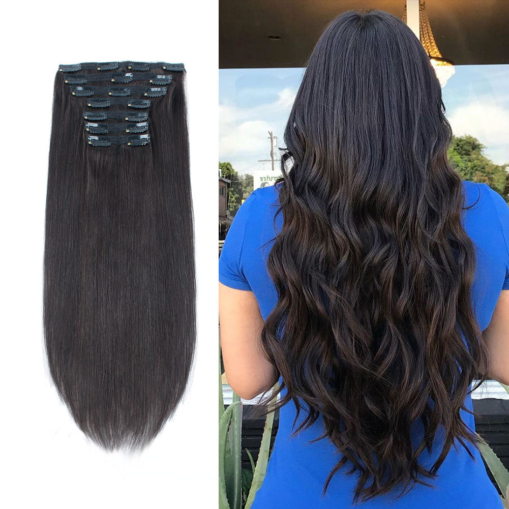 Clip In Hair Extensions For Thin Hair Off Black 1B#