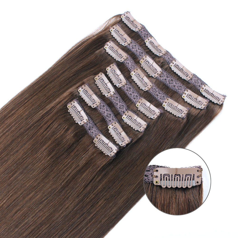 Clip In Hair Extensions For Fine Hair Chocolate Brown 4#