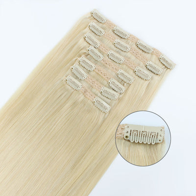 Blonde Clip In Human Hair Extensions Beach Blonde 613#