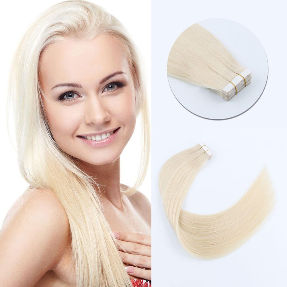 Elegant Star Tape In Hair Extensions Ash Blonde 60#