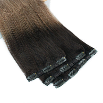 Clip In Hair Extensions Remy Human Hair Ombre T2-6#